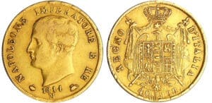 Italie - Règne d'Italie - 40 lire 2ème type - Tranche en creux 1814 M (Milan)