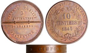 Deuxième république (1848-1852) - 10 centimes concours avers 10 ctes avers 3 centimètres 1848 piéfort