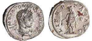 Elagabal - Denier (220-221, Rome) - La Libéralité Elagabal - Denier (220-221, Rome) - La Libéralité