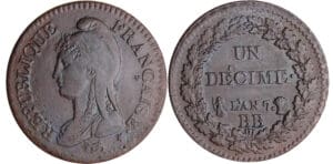 Directoire (1795-1799) - 1 décime Dupré - grand module An 7 BB (Strasbourg) Directoire (1795-1799) - 1 décime Dupré - grand module An 7 BB (Strasbourg)