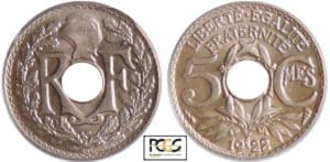 Troisième république (1871-1940) - 5 centimes Lindauer petit module 1922 Troisième république (1871-1940) - 5 centimes Lindauer petit module 1922