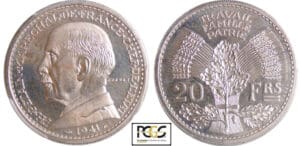 Etat Français (1940-1944) - 20 francs 1921 en bronze de nickel
