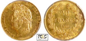 Louis-Philippe Ier (1830-1848) - 20 francs tête laurée 1838 A (Paris) Louis-Philippe Ier (1830-1848) - 20 francs tête laurée 1838 A (Paris)
