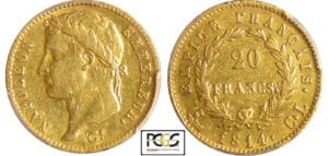 Napoléon 1er (1804-1814) - 20 francs revers empire 1814 CL (Gênes) Napoléon 1er (1804-1814) - 20 francs revers empire 1814 CL (Gênes)