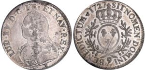 Louis XV (1715-1774) - Ecu aux branches d’olivier - 1727 9 (Rennes) Louis XV (1715-1774) - Ecu aux branches d’olivier - 1727 9 (Rennes)