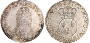 Louis XV (1715-1774) - Ecu vertugadin - 1716 9 (Rennes) flan réf