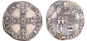 Louis XIII (1610-1643) - ¼ d'écu de Béarn à la croix fleurdelisée - 1615 *M (Morlaàs)