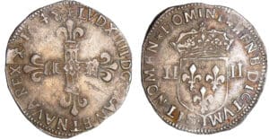 Louis XIV (1643-1715) - ¼ d'écu, frappe au marteau, avers côté croix - 1648 I (Limoges)