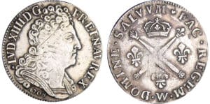 Louis XIV (1643-1715) - 20 sols aux insignes - 1708 W (Lille)
