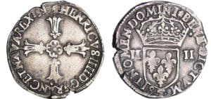 Henri IV (1589-1610) - Quart d'écu à la croix feuillue - 1599 T (Nantes)