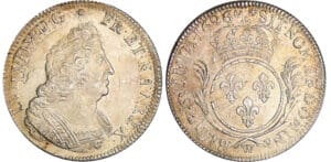 Louis XIV (1643-1715) - Ecu aux palmes - 1696 W (Lille) flan réf