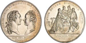 Louis XV (1715-1774) - Médaille du Dauphin (Louis XVI) et de Marie Antoinette 1770 Louis XV (1715-1774) - Médaille du Dauphin (Louis XVI) et de Marie Antoinette 1770