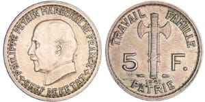 Etat Français (1940-1944) - 5 francs maréchal Pétain 1941