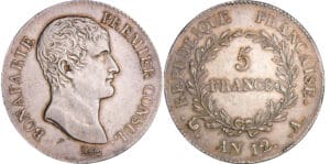Bonaparte premier consul (1799-1804) - 5 francs An 12 A (Paris) Bonaparte premier consul (1799-1804) - 5 francs An 12 A (Paris)