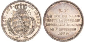 Napoléon 1er (1804-1814) - Module de la 2 francs monnaie de visite de Frédéric-Auguste de Saxe 1809 Napoléon 1er (1804-1814) - Module de la 2 francs monnaie de visite de Frédéric-Auguste de Saxe 1809