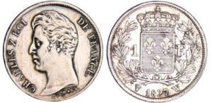 Charles X (1824-1830) - 1 franc 1827 W (Lille)