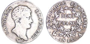 Napoléon 1er (1804-1814) - 1/2 franc An 13 A (Paris) Napoléon 1er (1804-1814) - 1/2 franc An 13 A (Paris)