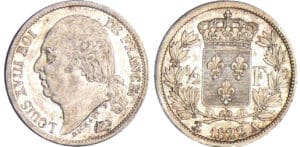 Louis XVIII (1815-1824) au buste nu - 1/2 franc 1822 A (Paris)