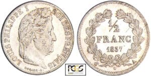 Louis-Philippe Ier (1830-1848) - 1/2 franc 1837 A (Paris) Louis-Philippe Ier (1830-1848) - 1/2 franc 1837 A (Paris)