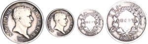 Napoléon 1er (1804-1814) - 1/4 de franc tête de nègre 1807 A (Paris) Napoléon 1er (1804-1814) - 1/4 de franc tête de nègre 1807 A (Paris)