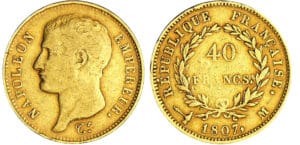 Napoléon 1er (1804-1814) - type transitoire - 40 francs tête nue 1807 M (Toulouse) Napoléon 1er (1804-1814) - type transitoire - 40 francs tête nue 1807 M (Toulouse)