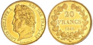 Louis-Philippe Ier (1830-1848) - 20 francs tête laurée 1848 A (Paris) Louis-Philippe Ier (1830-1848) - 20 francs tête laurée 1848 A (Paris)
