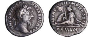 Marc Aurèle - Denier (163-4, Rome) - L'Arménie Marc Aurèle - Denier (163-4, Rome) - L'Arménie