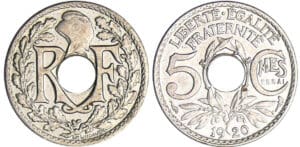 Troisième République (1871-1940) - 5 centimes Lindauer Petit module 1920 essai Troisième République (1871-1940) - 5 centimes Lindauer Petit module 1920 essai