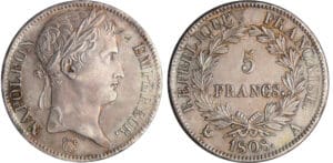 Napoléon 1er (1804-1814) - 5 francs revers république 1808 A (Paris) Napoléon 1er (1804-1814) - 5 francs revers république 1808 A (Paris)