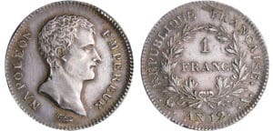 Napoléon 1er (1804-1814) - 1 franc An 12 A (Paris) Napoléon 1er (1804-1814) - 1 franc An 12 A (Paris)