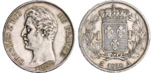 Charles X (1824-1830) - 1 franc 1828 A (Paris) 5 feuilles