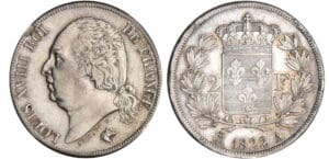 Louis XVIII (1815-1824) - 2 francs Louis XVIII au buste nu 1822 A (Paris)