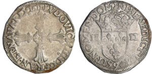 Louis XIII (1610-1643) - ¼ d'écu à la croix fleuronnée, avers côté croix - 1611 9 (Rennes)