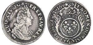 Louis XIV (1643-1715) - 1/12 d'écu aux palmes - 1696 P (Dijon)