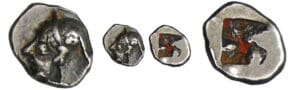 Marseille - Hémiobole du type du trésor d'Auriol à la tête au bonnet perlé (525-480 av. J.-C.) Marseille - Hémiobole du type du trésor d'Auriol à la tête au bonnet perlé (525-480 av. J.-C.)