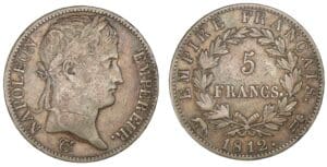 5 francs Napoléon revers Empire 1812 r (Rome) 5 francs Napoléon revers Empire 1812 r (Rome)