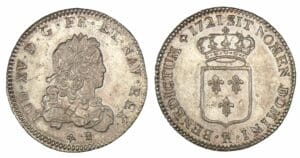 Louis XV - Tiers d'écu de France 1721 R (Orléans) flan réformé Louis XV - Tiers d'écu de France 1721 R (Orléans) flan réformé