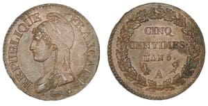 5 centimes Dupré grand module An 5 A (Paris)