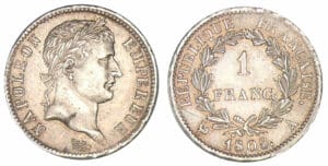 1 franc Napoléon revers Répulique 1808 A (Paris)