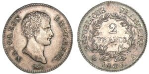 2 francs Napoléon Empereur 1806 A (Paris) 2 francs Napoléon Empereur 1806 A (Paris)