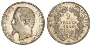 2 francs Napoléon III tête nue 1856 A (Paris) 2 francs Napoléon III tête nue 1856 A (Paris)