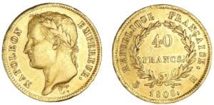 40 francs Napoléon revers Répbulique 1808 H (La Rochelle) 40 francs Napoléon revers Répbulique 1808 H (La Rochelle)
