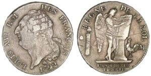 Ecu de 6 livres type FRANCOIS 1792 M (Toulouse) - Tête de loup