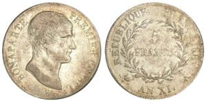 5 francs Bonaparte Premier Consul - An XI A (Paris)