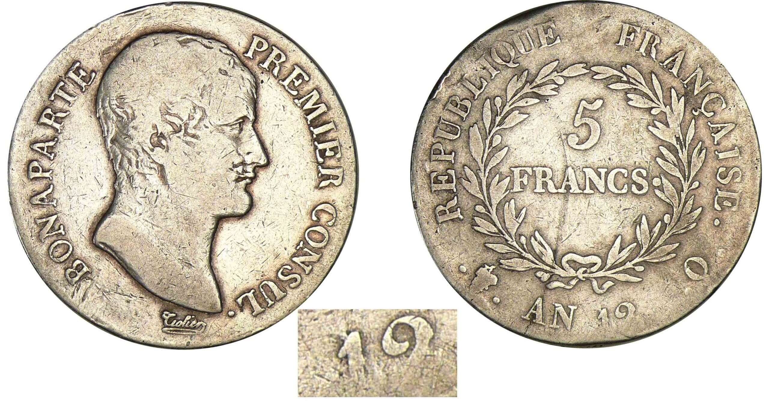 5 francs Bonaparte Premier Consul - An XI/12 Q (Perpignan) 5 francs Bonaparte Premier Consul - An XI/12 Q (Perpignan)