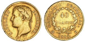 40 francs Napoléon revers Répbulique 1808 H (La Rochelle)