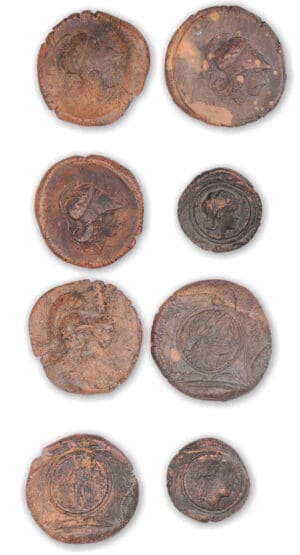 XVIII - Lot de jetons de théatre en terre cuite 