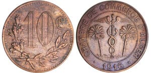 Algérie - Chambre du commerce d'Alger - 10 centimes 1916 fer cuivré