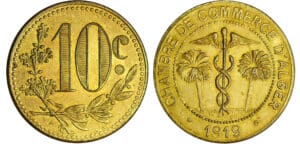 Algérie - Chambre du commerce d'Alger - 10 centimes 1919 essai laiton