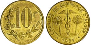 Algérie - Chambre du commerce d'Alger - 10 centimes 1921 essai laiton